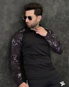 Black Camo Sleeves Hybrid Zipper Tee