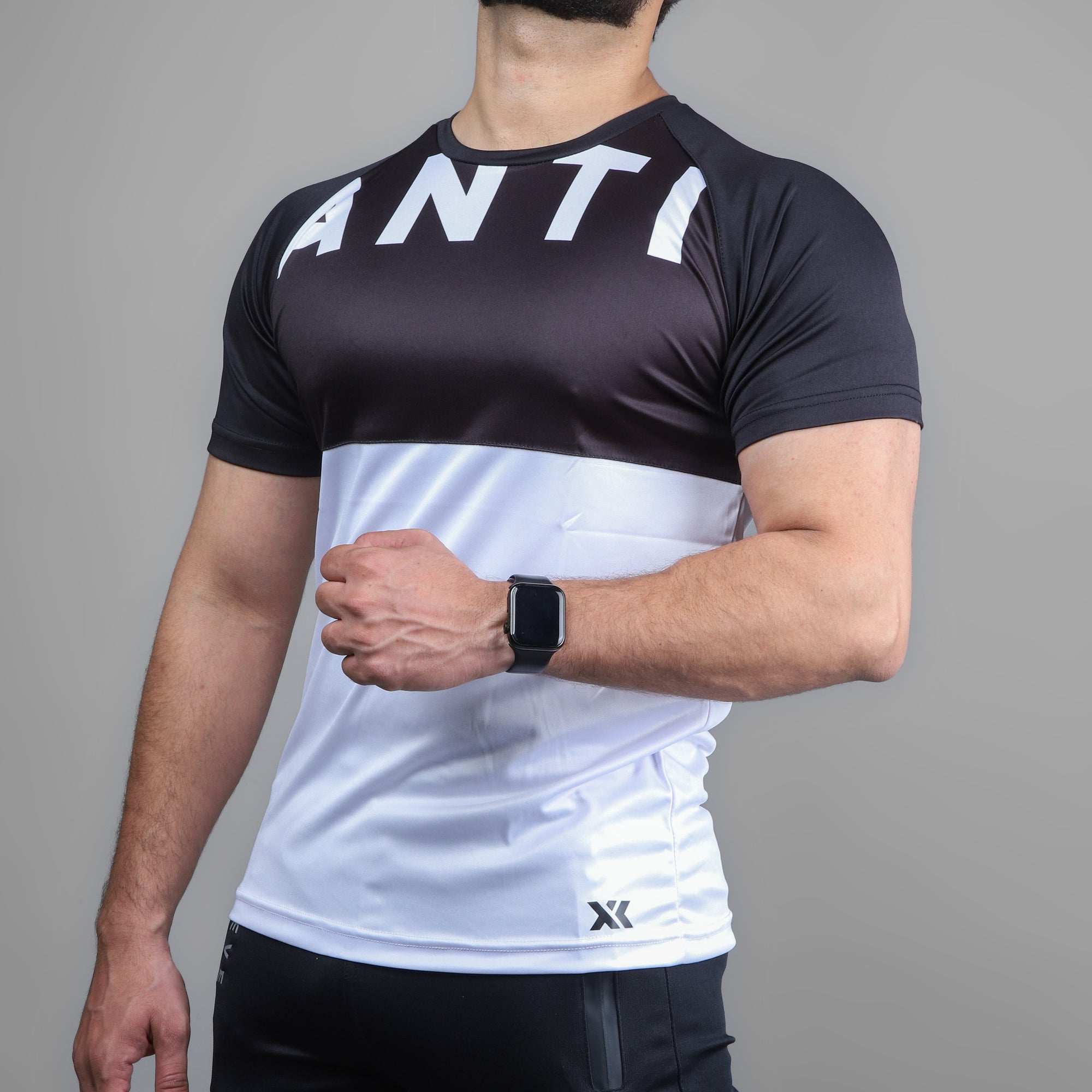 Black White Hybrid Anti Dri-Fit Tee