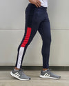 Navy three colour panel quick dry bottom
