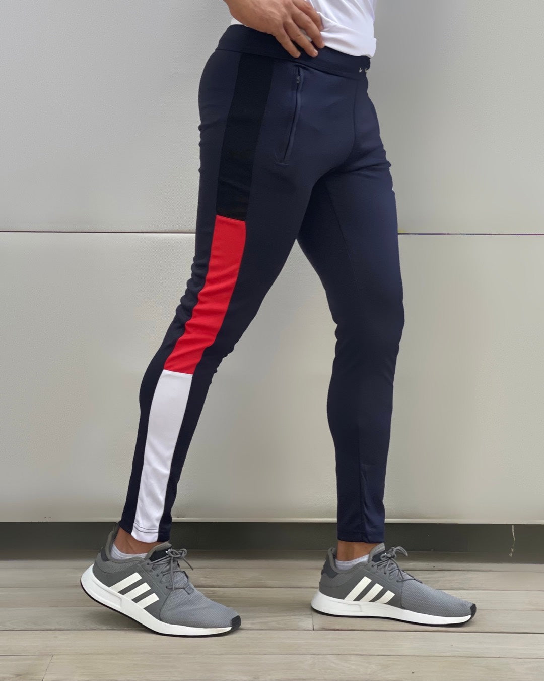 Navy three colour panel quick dry bottom
