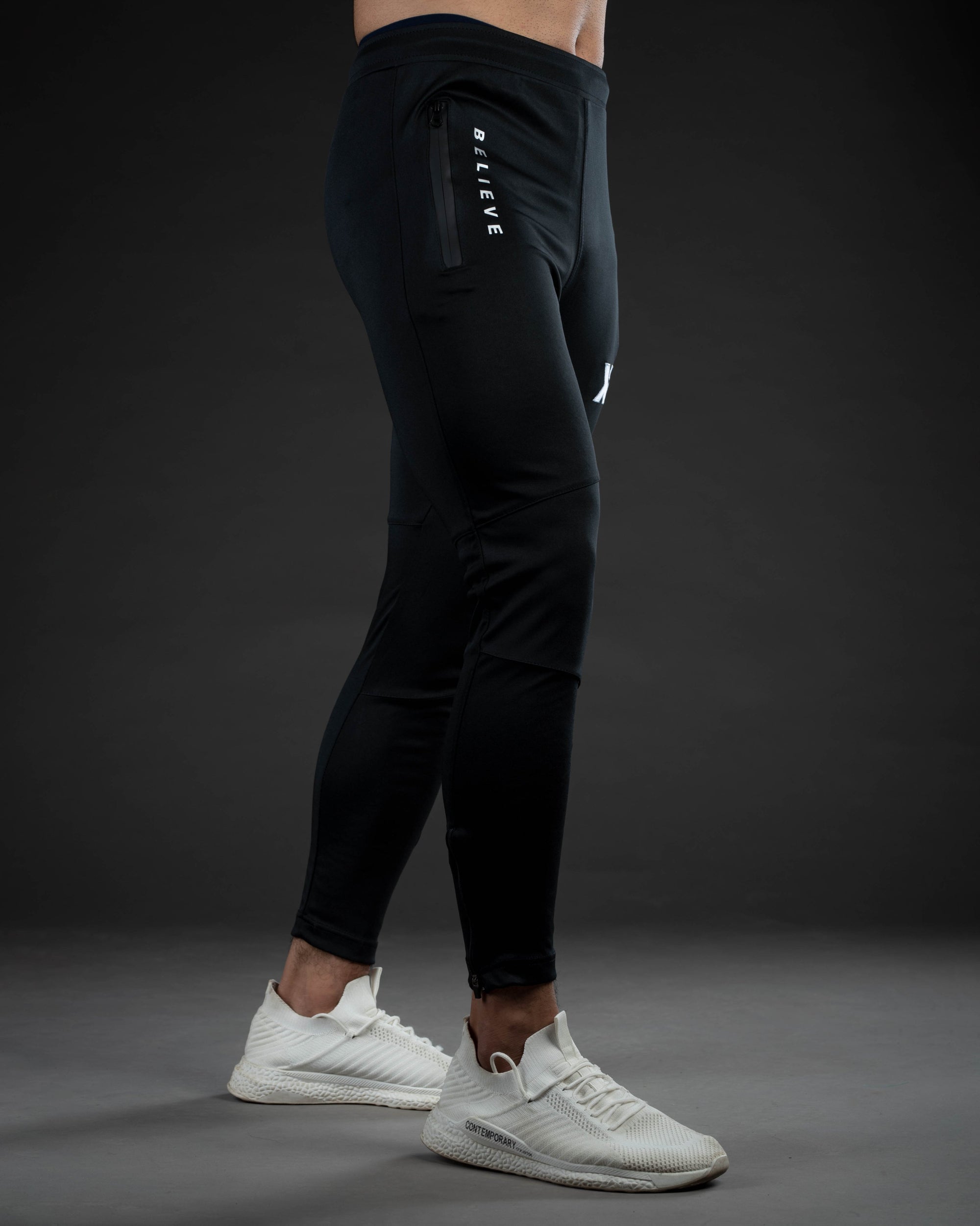 Black reflective believe interlock bottom